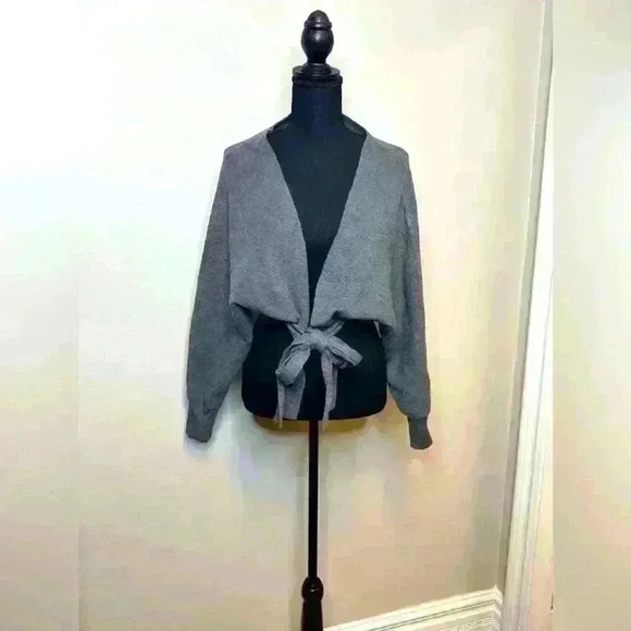 New, never worn grey wrap sweater - Picture 1 of 2